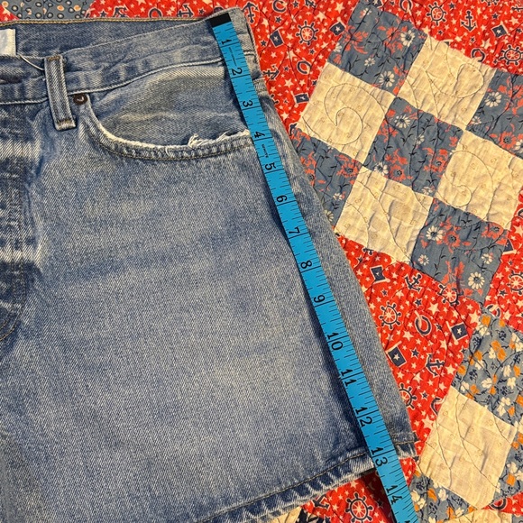 Agolde Parker Long Classic Blue Jean Shorts Size 27 - Picture 11 of 11